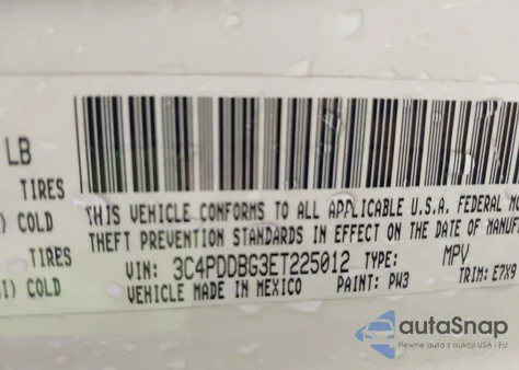 2014 Dodge Journey Sxt из США, поврежденный, VIN 3C4PDDBG3ET225012